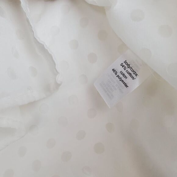 Maurices SMALL White Sheer Polka-dot LS Button Front Shirt - Picture 4 of 4